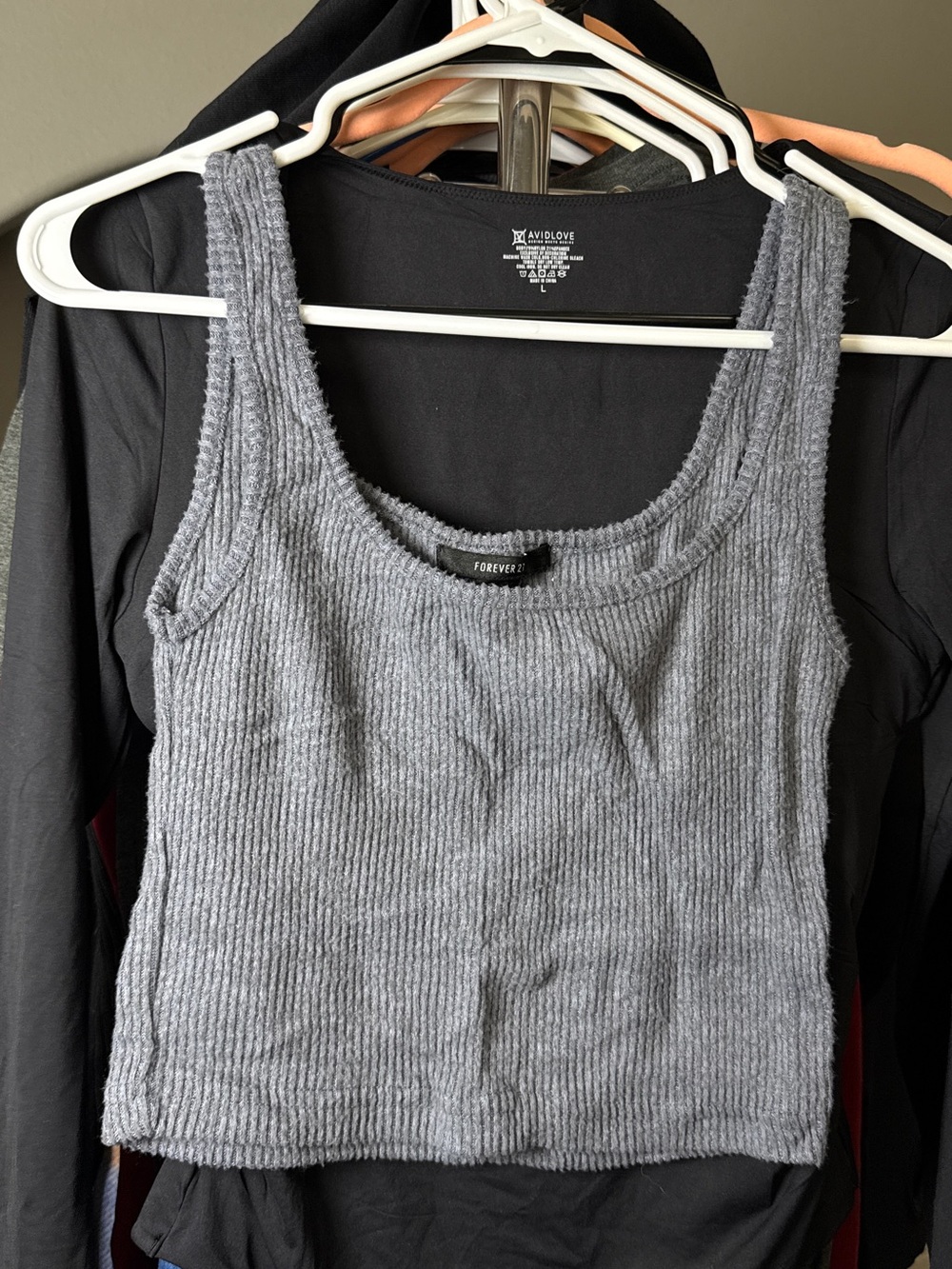 Forever 21 Heather Gray Ribbed Knit Cropped Tank